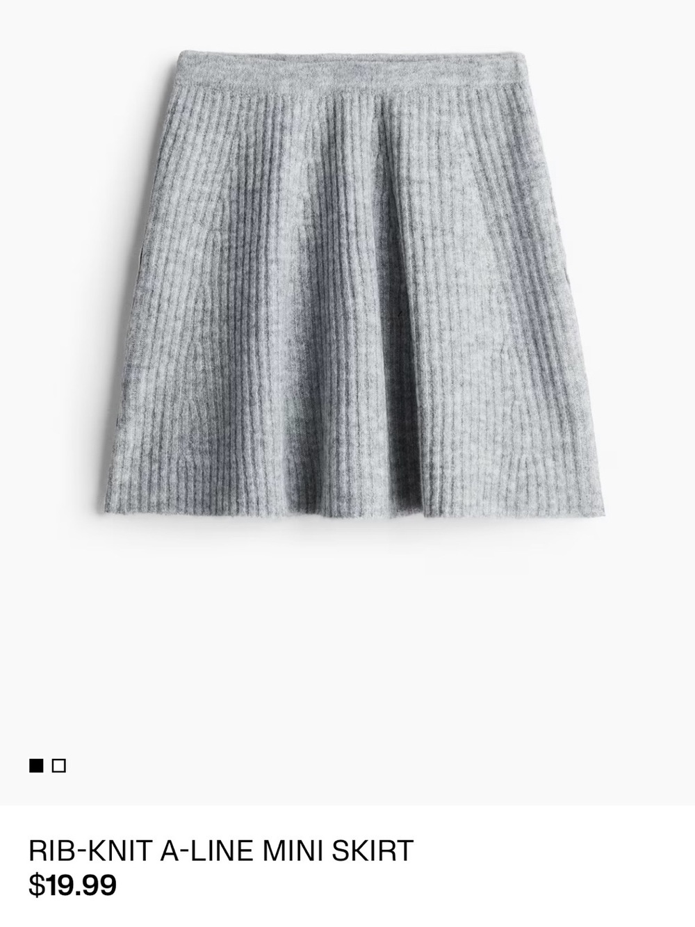 H&M Gray Ribbed A-Line Mini Skirt